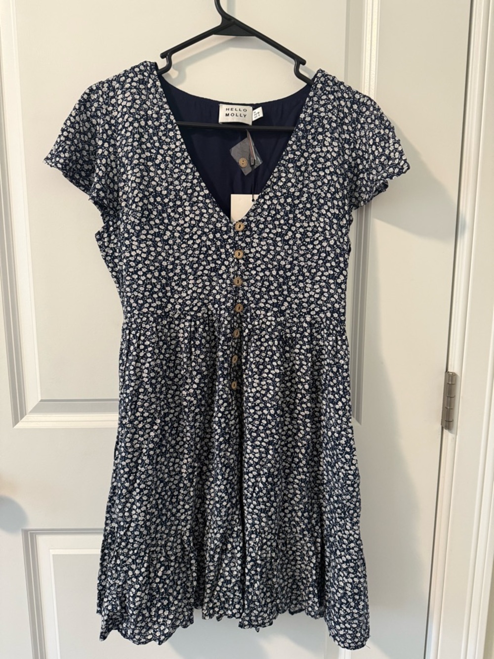 Hello Molly Navy White Floral Button-Front Dress